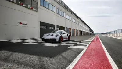 Crisp Gt3 Wallpaper Cars Wallpaper 4K 3840x2160 Porsche, 911, Gt3, Rs, Parked, On, A, Race, Track, Pit, Lane, Checkered, Gray, Ultrawide, 4k