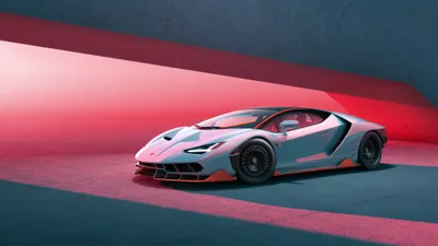 Silver Centenario Supercar Showcased Cars Wallpaper 4K 3840x2160 Silver, Lamborghini, Centenario, Supercar, Showcased, In, A, Sleek, Modern, Setting, Vibrant, Red, Pink, Ultrawide, 4k
