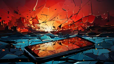Smartphone Cracked Screen Effect Vibrant Abstract Wallpaper 4K 2912x1632 Hd, Desktop, Wallpaper, Featuring, A, Smartphone, With, Cracked, Screen, Effect, Vibrant, Abstract, Red, Ultrawide, QHD