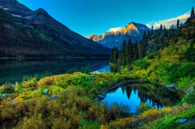 Scenic Nature Tranquil Mountain Lake Nature Wallpaper 4K 2560x1700 Hd, Scenic, Nature, Wallpaper, Featuring, A, Tranquil, Mountain, Lake, Surrounded, Lush, Greenery, Pink, Yellow, Green, Ultrawide, QHD