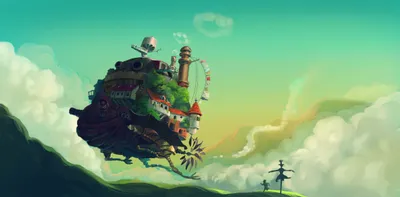 Serene Howl Wallpaper Nature Wallpaper 4K 4691x2319 Hd, Wallpaper, Of, Howl's, Moving, Castle, Anime, Featuring, Howl, 039, Iconic, Floating, Orange, Purple, Ultrawide, 4k