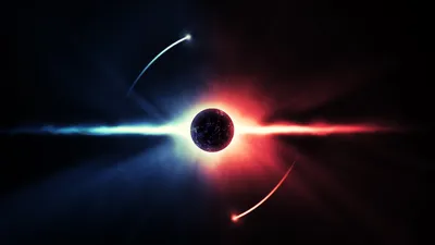 Sci Space Dark Space Wallpaper 4K 1920x1080 Hd, Pc, Desktop, Wallpaper, Sci‑fi, Space, Dark, Planet, Sci, Silhouetted, Between, White, Red, Ultrawide, Full HD