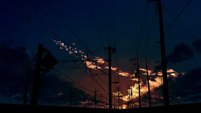 Crisp Fantasy Wallpaper Nature Wallpaper 4K 1920x1080 An, Hd, Fantasy, Sunset, Landscape, With, Silhouetted, Power, Lines, Against, Dramatic, Sky, Black, Ultrawide, Full HD
