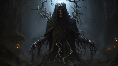 Dreamy Dark Wallpaper Black/Dark Wallpaper 4K 2000x1120 A, Dark, Eerie, Monster, Entity, With, Glowing, Eyes, Emerges, Twisted, Forest, Creating, White, Ultrawide, Full HD