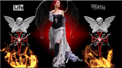 Dramatic Gothic Figure Adorned Fantasy Wallpaper 4K 1920x1080 A, Dramatic, Hd, Wallpaper, Featuring, Gothic, Figure, Adorned, Dark, Wings, Flanked, Angelic, Black, Ultrawide, Full HD