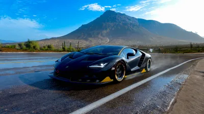 Dark Black Wallpaper Cars Wallpaper 4K 3840x2160 4k, Ultra, Hd, Pc, Desktop, Wallpaper/background:, Featuring, A, Black, Lamborghini, Car, Wet, Pink, Yellow, Ultrawide