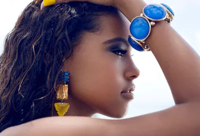 Sleek Woman Wallpaper Abstract Wallpaper 4K 2048x1402 Hd, Desktop, Wallpaper, Featuring, A, Woman, Model, Adorned, Vibrant, Earrings, Chunky, Blue, White, Landscape, Full HD