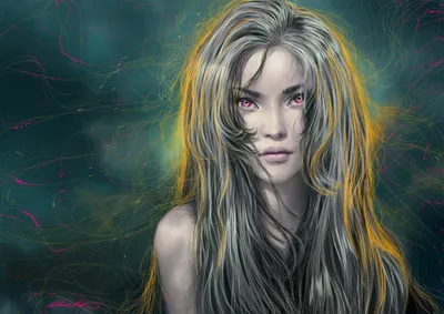 Artistic Woman Long Flowing Hair Abstract Wallpaper 4K 3508x2480 Artistic, Hd, Wallpaper, Featuring, A, Woman, With, Long, Flowing, Hair, Striking, Eyes, Gray, Landscape, QHD