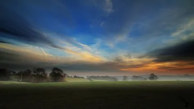 Scenic Landscape Foggy Field Nature Wallpaper 4K 1920x1080 Hd, Desktop, Wallpaper, Of, A, Scenic, Landscape, Featuring, Foggy, Field, Dawn, Vibrant, Brown, Ultrawide, Full HD