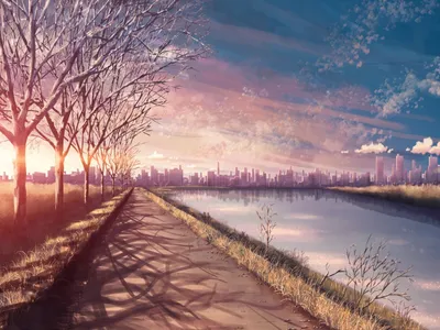 Dreamy Anime Wallpaper Nature Wallpaper 4K 1600x1200 Hd, Anime, Landscape, Wallpaper, Showing, A, Serene, Sunset, Over, City, Skyline, Sky, Brown, Gray