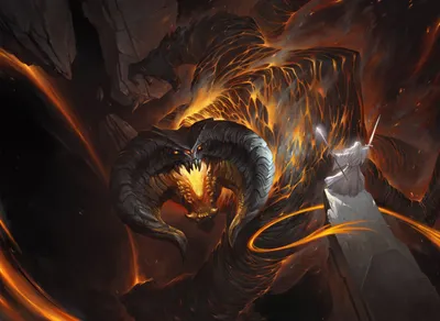 Gandalf Grey Confronting Fiery Balrog Fantasy Wallpaper 4K 1920x1403 Hd, Desktop, Wallpaper, Showcasing, Gandalf, The, Grey, Confronting, Fiery, Balrog, Lord, Rings, Brown, Landscape, Full HD