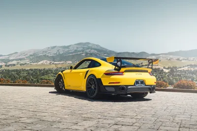 Yellow Sports Car Cars Wallpaper 4K 2048x1365 Yellow, Porsche, Sports, Car, Rear, Three-quarter, View, Parked, Mountain, Overlook, Scenic, Valley, White, Ultrawide, Full HD