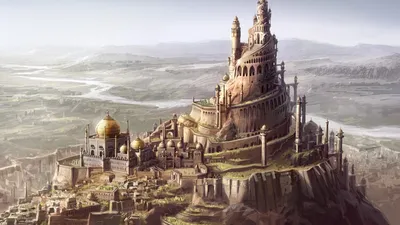 Bright Fantasy Wallpaper Fantasy Wallpaper 4K 1920x1080 A, Stunning, Fantasy, Landscape, Featuring, Majestic, Multi-tiered, Castle, Atop, Hill, Surrounded, Vast, White, Ultrawide, Full HD