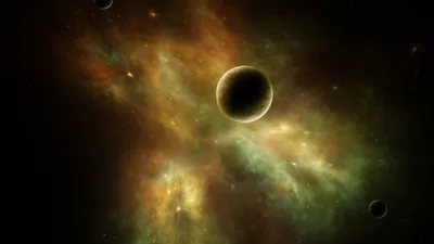 Vivid Sci Wallpaper Space Wallpaper 4K 1920x1080 Hd, Sci-fi, Desktop, Wallpaper, Depicting, A, Dark, Planet, Silhouetted, Against, Vibrant, Glowing, Brown, Ultrawide, Full HD