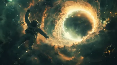 Astronaut Drifting Space Near Space Wallpaper 4K 2912x1632 Hd, Desktop, Wallpaper, Featuring, An, Astronaut, Drifting, In, Space, Near, Glowing, Swirling, White, Brown, Ultrawide, QHD