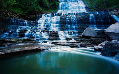 Albion Falls Ontario Showcases Waterfall Nature Wallpaper 4K 3840x2400 Hd, Wallpaper, Of, Albion, Falls, In, Ontario, Showcases, Stunning, Waterfall, Amidst, Lush, White, Ultrawide, 4k