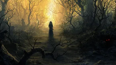 Serene Dark Wallpaper Black/Dark Wallpaper 4K 1920x1080 A, Dark, Fantasy, Hd, Desktop, Wallpaper, Depicting, Lone, Hooded, Figure, Standing, Shadowy, Orange, Ultrawide, Full HD
