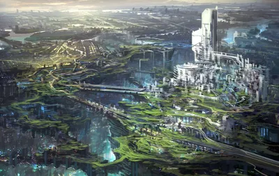 Vibrant Futuristic Wallpaper World Wallpaper 4K 1700x1076 Futuristic, Sci‑fi, Cityscape, With, Towering, White, Structures, And, Sprawling, Green, Terrain, Depicted, Gray, Ultrawide
