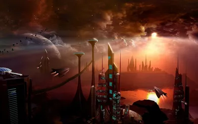 Sci Cityscape Dramatic Sky Futuristic World Wallpaper 4K 1920x1200 A, Stunning, Sci‑fi, Cityscape, Under, Dramatic, Sky, Featuring, Futuristic, Architecture, Flying, Vehicles, Gray, White, Ultrawide, Full HD