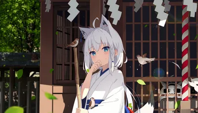 Sleek Anime Wallpaper Animals Wallpaper 4K 3584x2048 Hd, Anime, Desktop, Wallpaper, Featuring, Shirakami, Fubuki, The, Virtual, Youtuber, Hololive, Depicted, White, Ultrawide, QHD