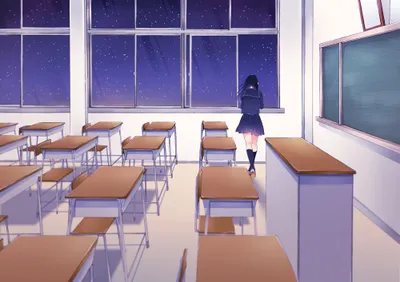 Calm Serene Wallpaper Space Wallpaper 4K 2000x1414 A, Serene, Anime, Scene, Of, Girl, Gazing, Out, Classroom, Window, Starry, Night, White, Gray, Landscape, Full HD