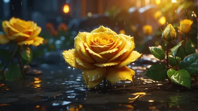 Vibrant Yellow Rose Water Drops Abstract Wallpaper 4K 2560x1440 Hd, Desktop, Wallpaper, Featuring, A, Vibrant, Yellow, Rose, Water, Drops, Set, Against, Orange, Ultrawide, QHD