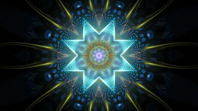 Vibrant Abstract Fractal Abstract Wallpaper 4K 1920x1080 A, Vibrant, Abstract, Fractal, Featuring, Colorful, Blue, Star, Design, Radiating, Psychedelic, Patterns, White, Gray, Ultrawide, Full HD