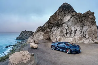 Chiron Near Rocky Cars Wallpaper 4K 4096x2732 A, Stunning, Bugatti, Chiron, Parked, Near, Rocky, Cliff, Overlooking, Serene, Ocean, Ultra, Gray, Pink, Landscape, 4k