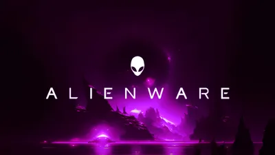 Dark Alienware Wallpaper Technology Wallpaper 4K 4096x2304 Alienware, Logo, With, A, Glowing, Alien, Head, Set, Against, Futuristic, Purple, Landscape, White, Yellow, Ultrawide, 4k