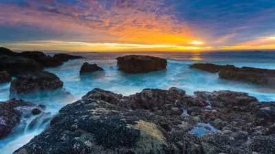 Calm Hdr Wallpaper Nature Wallpaper 4K 3840x2160 A, Stunning, Hdr, Image, Of, Peaceful, Beach, Sunset, Showcasing, Vibrant, Colors, Reflecting, Gray, Brown, Ultrawide, 4k