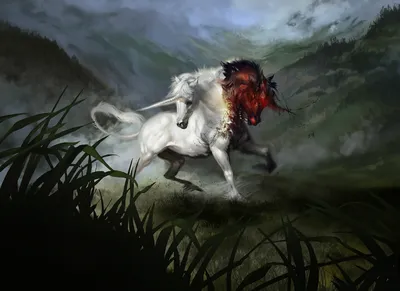 Fantasy White Unicorn Fantasy Wallpaper 4K 1288x939 Hd, Desktop, Wallpaper, Featuring, A, Fantasy, Scene, With, White, Unicorn, Galloping, Through, Gray, Landscape