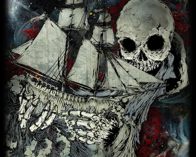 Dark Haunting Ship Intertwined Black/Dark Wallpaper 4K 1600x1280 A, Dark, Hd, Desktop, Wallpaper, Featuring, Haunting, Ship, Intertwined, Skeletal, Elements, Large, Gray, Square
