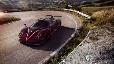 Serene Sleek Wallpaper Cars Wallpaper 4K 4096x2304 A, Sleek, Pagani, Zonda, Supercar, Parked, On, Winding, Mountain, Road, Captured, Stunning, Gray, Ultrawide, 4k
