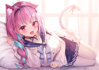 Hololive Virtual Youtuber Minato Aqua Animals Wallpaper 4K 2400x1694 Hd, Pc, Desktop, Wallpaper/background:, Of, Hololive, Virtual, Youtuber, Minato, Aqua, Pink-and-teal, Braided, White, Landscape, Full HD