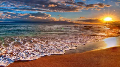 Serene Beach Sunrise Nature Wallpaper 4K 2560x1440 Hd, Desktop, Wallpaper, Showing, A, Serene, Beach, Scene, Sunrise, Sunset, Sun, Casting, Brown, Ultrawide, QHD