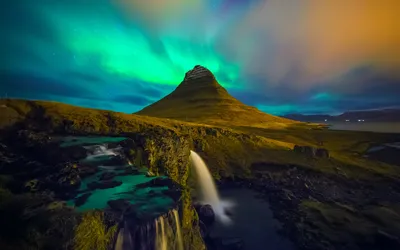 Vibrant Aurora Wallpaper Nature Wallpaper 4K 1920x1200 Hd, Wallpaper, Of, The, Aurora, Borealis, Illuminating, Sky, Above, Majestic, Mountain, Cascading, Gray, Yellow, Purple, Ultrawide, Full HD