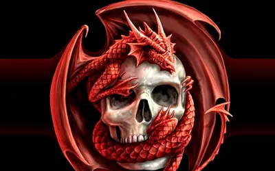 Vivid Red Wallpaper Fantasy Wallpaper 4K 1920x1200 A, Red, Dragon), Curled, Around, Human, Skull, Against, Dark, Creating, Captivating, Fantasy-themed, Brown, Ultrawide, Full HD