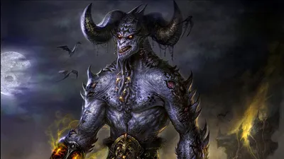 Epic Depicting Wallpaper Black/Dark Wallpaper 4K 1920x1080 Hd, Pc, Desktop, Wallpaper, Depicting, A, Dark, Menacing, Demon, Large, Curved, Horns, Gray, Ultrawide, Full HD