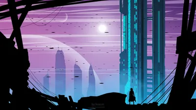 Vibrant Sci Cityscape Towering Neon World Wallpaper 4K 1920x1080 A, Vibrant, Sci‑fi, Cityscape, With, Towering, Neon-lit, Buildings, Under, Purple, Sky, Featuring, Gray, White, Ultrawide, Full HD