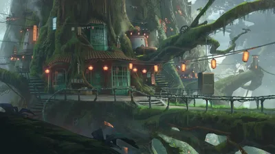 Epic Vibrant Wallpaper Fantasy Wallpaper 4K 1920x1080 A, Vibrant, Fantasy, City, Built, Into, Massive, Tree, Featuring, Charming, Illuminated, Structures, Gray, Ultrawide, Full HD