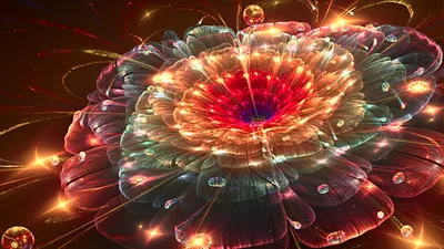 Golden Abstract Wallpaper Abstract Wallpaper 4K 1920x1080 An, Abstract, Fractal, Flower, Bursts, With, Vibrant, Colors, Intricate, Details, Creating, Striking, Orange, Brown, Ultrawide, Full HD