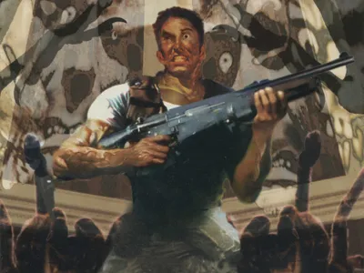 Calm Chris Wallpaper Black/Dark Wallpaper 4K 3950x2962 Chris, Redfield, From, Resident, Evil, Is, Depicted, In, Comic, Style, Holding, Rifle, Gray, Landscape, 4k