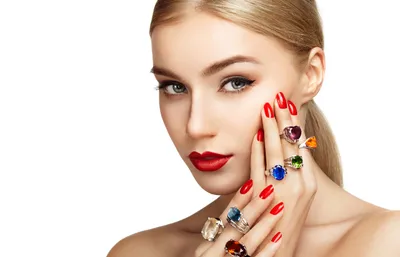 Bright Woman Wallpaper Abstract Wallpaper 4K 6624x4266 A, Woman, With, Striking, Features, And, Bold, Red, Nails, Gently, Touches, Her, White, Ultrawide, 4k
