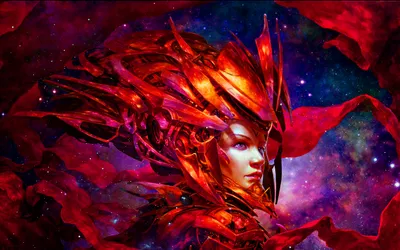 Artistic Woman Elaborate Red Armor Abstract Wallpaper 4K 1920x1200 Artistic, Hd, Desktop, Wallpaper, Featuring, A, Woman, In, Elaborate, Red, Armor, Set, Black, Brown, Ultrawide, Full HD