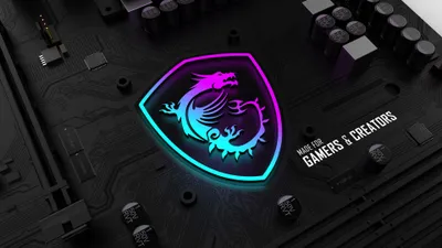 Close Msi Dragon Technology Wallpaper 4K 3840x2160 Close-up, Of, An, Msi, Dragon, Logo, Illuminated, In, Neon, Colors, Circuit, Board, Purple, Pink, Brown, Ultrawide, 4k