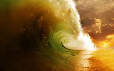Bright Dynamic Wallpaper Nature Wallpaper 4K 2560x1600 A, Dynamic, Wave, Crashing, Toward, The, Viewer, Illuminated, Warm, Sunset, Captures, Beauty, White, Ultrawide, QHD