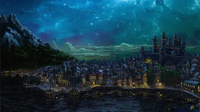 Fantasy Nighttime Cityscape Glowing Nature Wallpaper 4K 1920x1080 Hd, Fantasy, Wallpaper, Featuring, A, Nighttime, Cityscape, With, Glowing, Lights, Grand, Castle, Brown, Red, Ultrawide, Full HD
