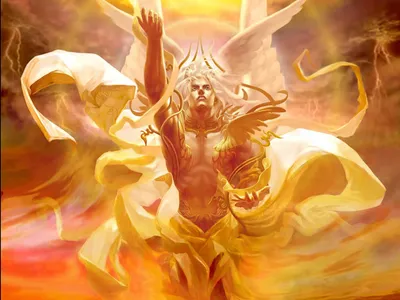 Serene Fantasy Wallpaper Fantasy Wallpaper 4K 1600x1200 A, Stunning, Hd, Fantasy, Wallpaper, Featuring, Powerful, Angel, Amidst, Swirling, Clouds, Radiant, White, Orange, Gray, Landscape