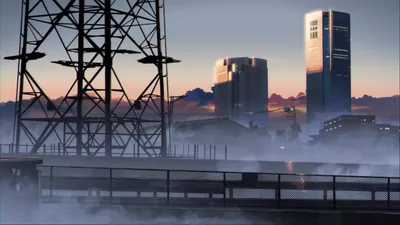 Bright Anime Wallpaper World Wallpaper 4K 1920x1080 A, Stunning, Hd, Anime, Portrayal, Of, Cityscape, Featuring, Towering, Buildings, Shrouded, Mist, Gray, Ultrawide, Full HD