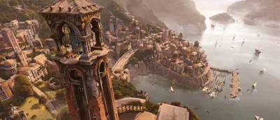 Crisp Fantasy Wallpaper World Wallpaper 4K 3840x1646 Hd, Fantasy, Cityscape, Wallpaper, Showcasing, A, Sprawling, Coastal, Town, Intricate, Towers, Harbor, Gray, Ultrawide, 4k